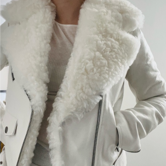 White Tailored Leather Winter Coat - Picture 6 of 6